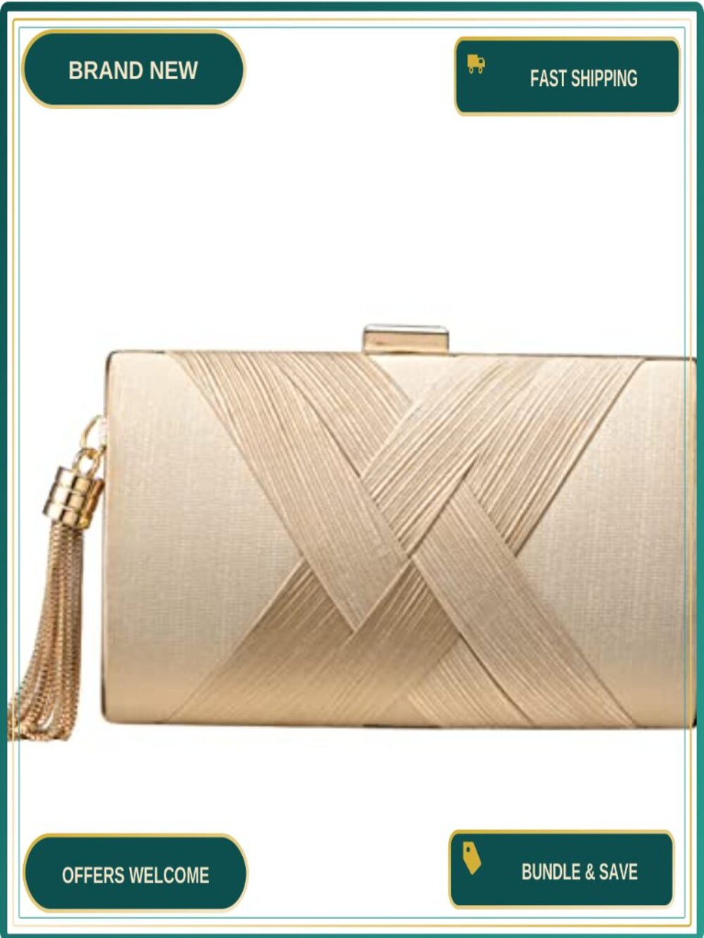 Satin Tassel Evening Clutch Crossbody Shoulder Bag Removable Chain Wedding Party